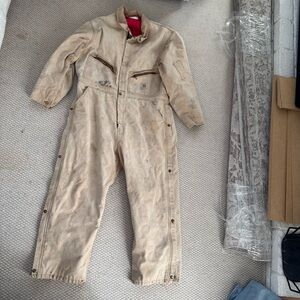 Carhartt Coveralls Adult short Tan Overalls Boiler Suit Quilted Duck destress